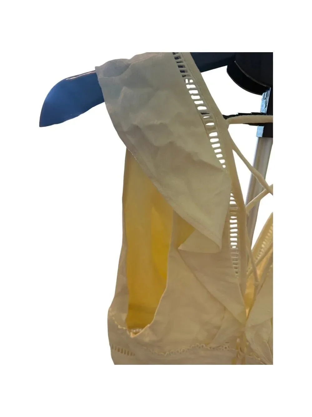 Free People Yellow Low V-Neck Front w/Ruffle Sleeves down to waist Top L